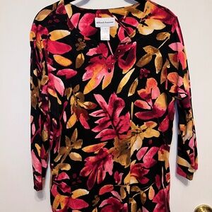 Alfred dunner fall leaves top embellished neckline
